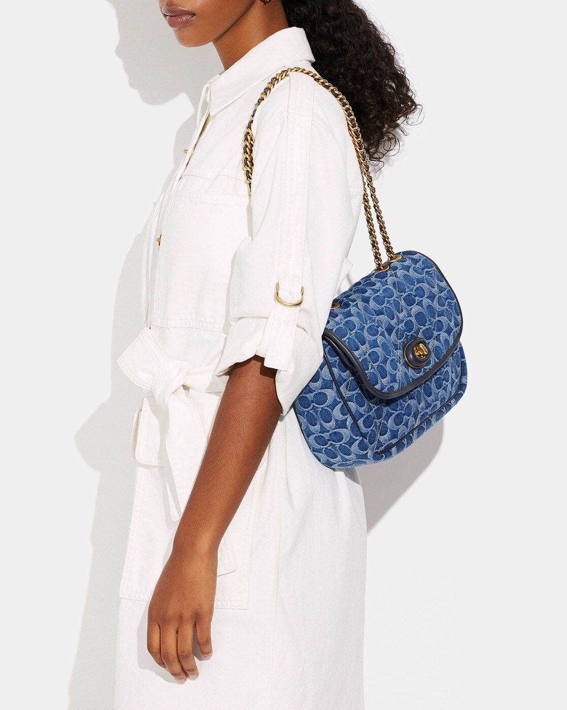 Coach PILLOW MADISON SHOULDER BAG IN SIGNATURE DENIM WITH QUILTING