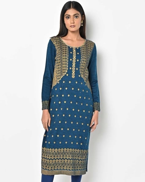 AURELIA Floral Print Straight Kurta