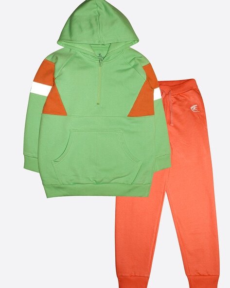 Green and hotsell orange tracksuit