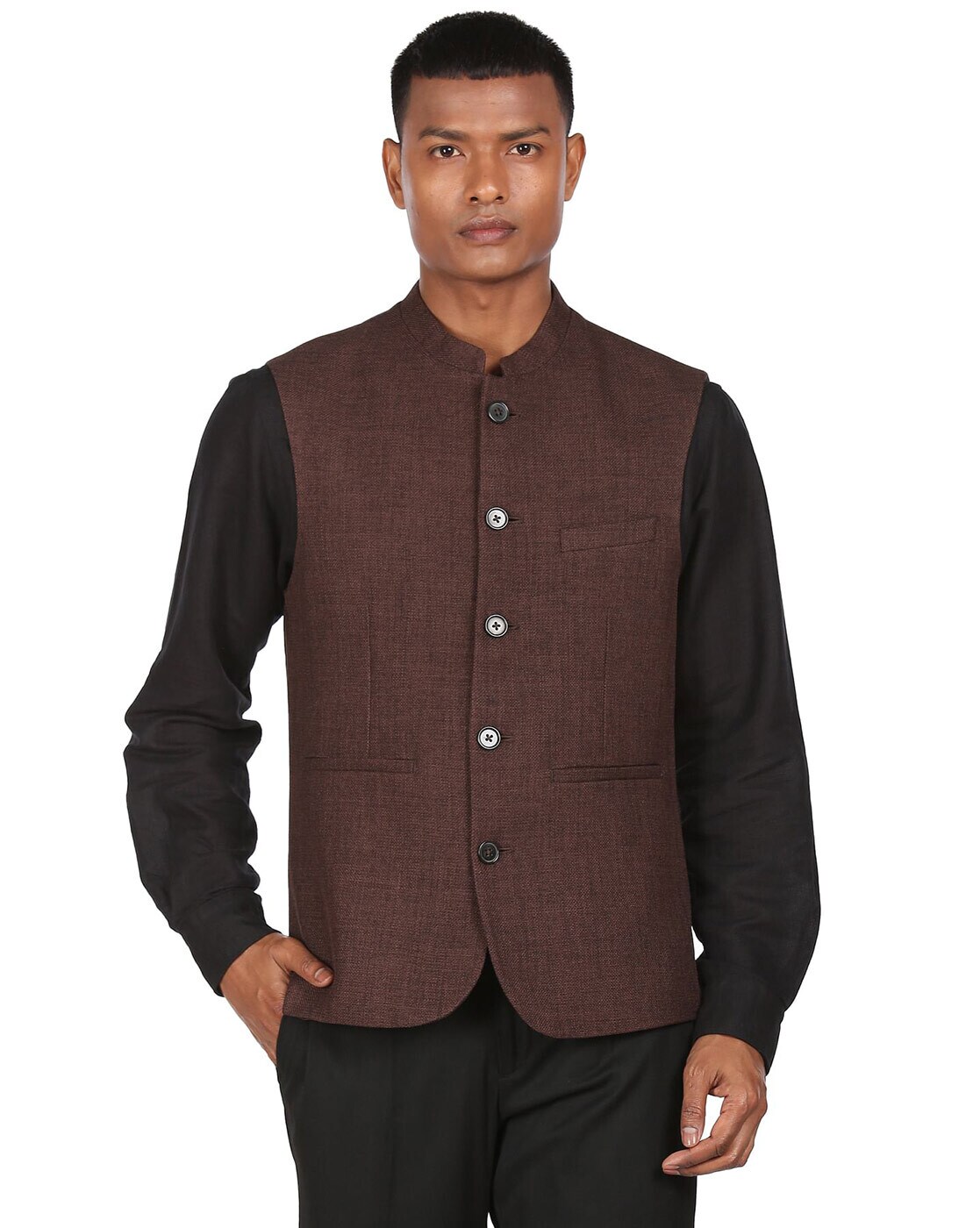 Buy PARK AVENUE Purple Solid Cotton Blend Slim Fit Men's Nehru Jacket |  Shoppers Stop