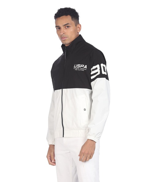 Buy U.S. POLO ASSN. Men White High Neck Horizontal Stripe Padded Jacket  Online