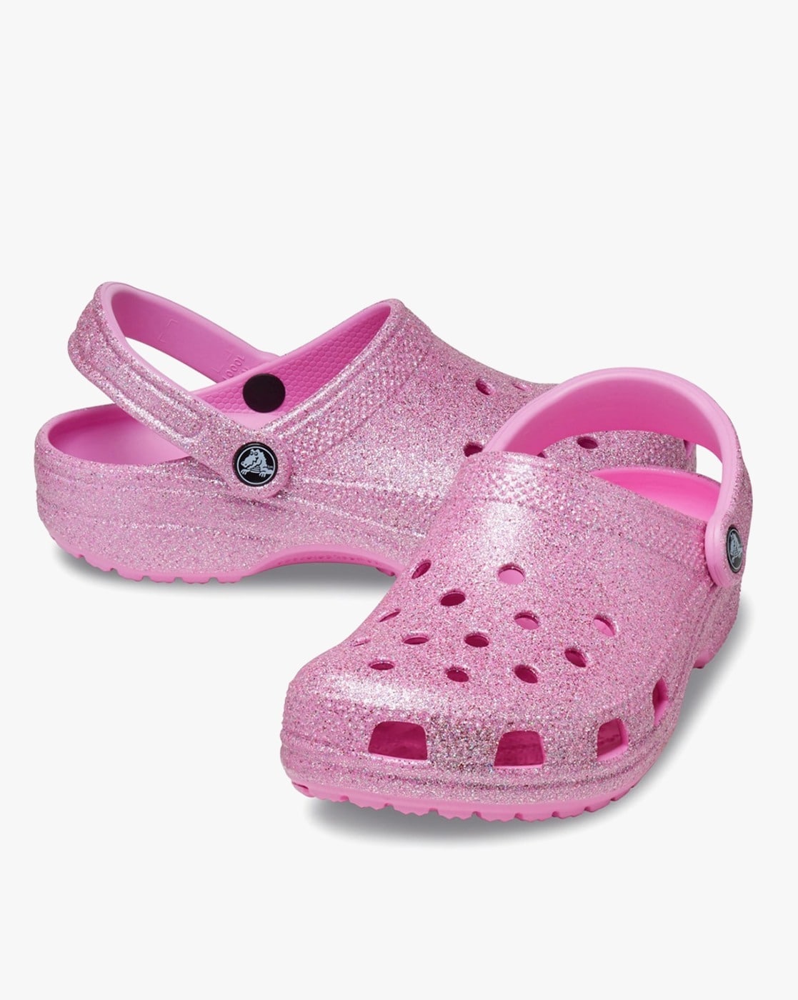 pink sparkle crocs