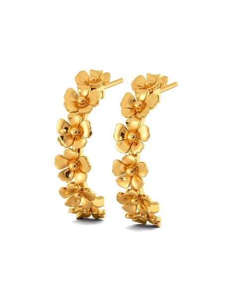 Gold floral hoop deals earrings