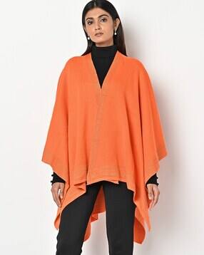 american eye Poncho Shrug with Striped Border-picture-48