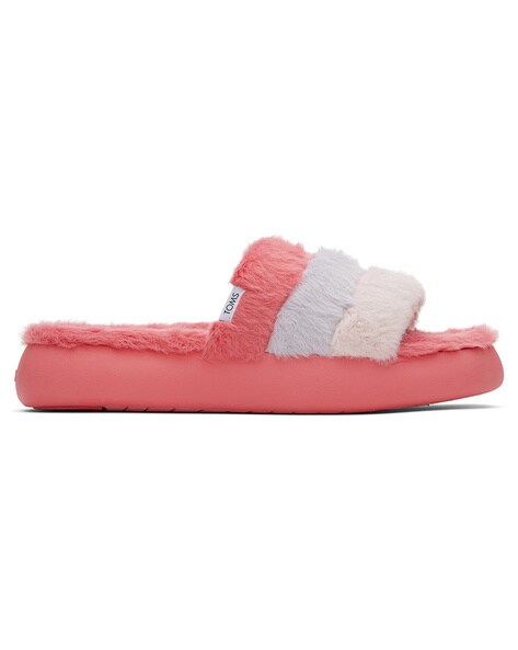 pink fuzzy slip ons