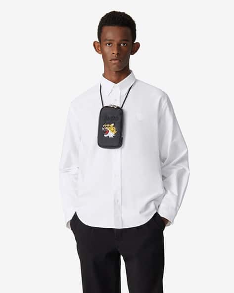 Buy KENZO Tiger Crest Cotton Regular Fit Shirt White Color Men
