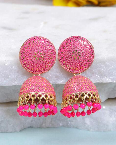 Shop Designer Gold N Rani Pink Stones Stud Earrings Online at Best Price |  Cbazaar