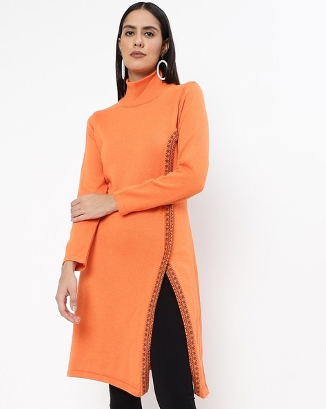 Orange turtleneck cheap sweater dress