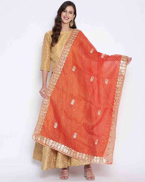 Embellished Dupatta with Contrast Border Price in India