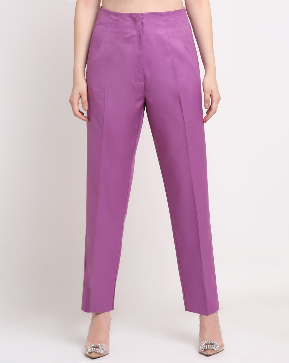 Wide satin trousers - Purple - Ladies | H&M