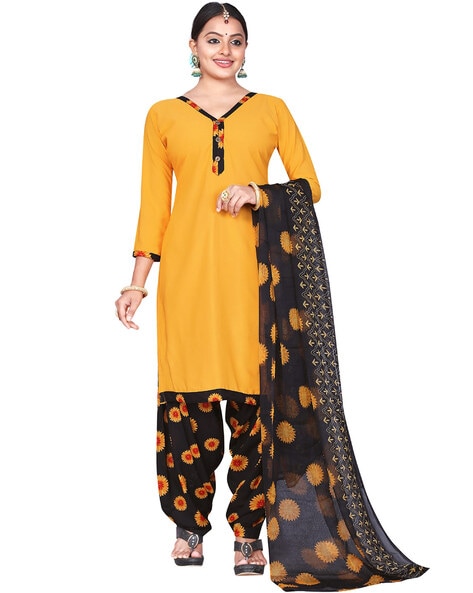 Black salwar suit outlet with yellow dupatta