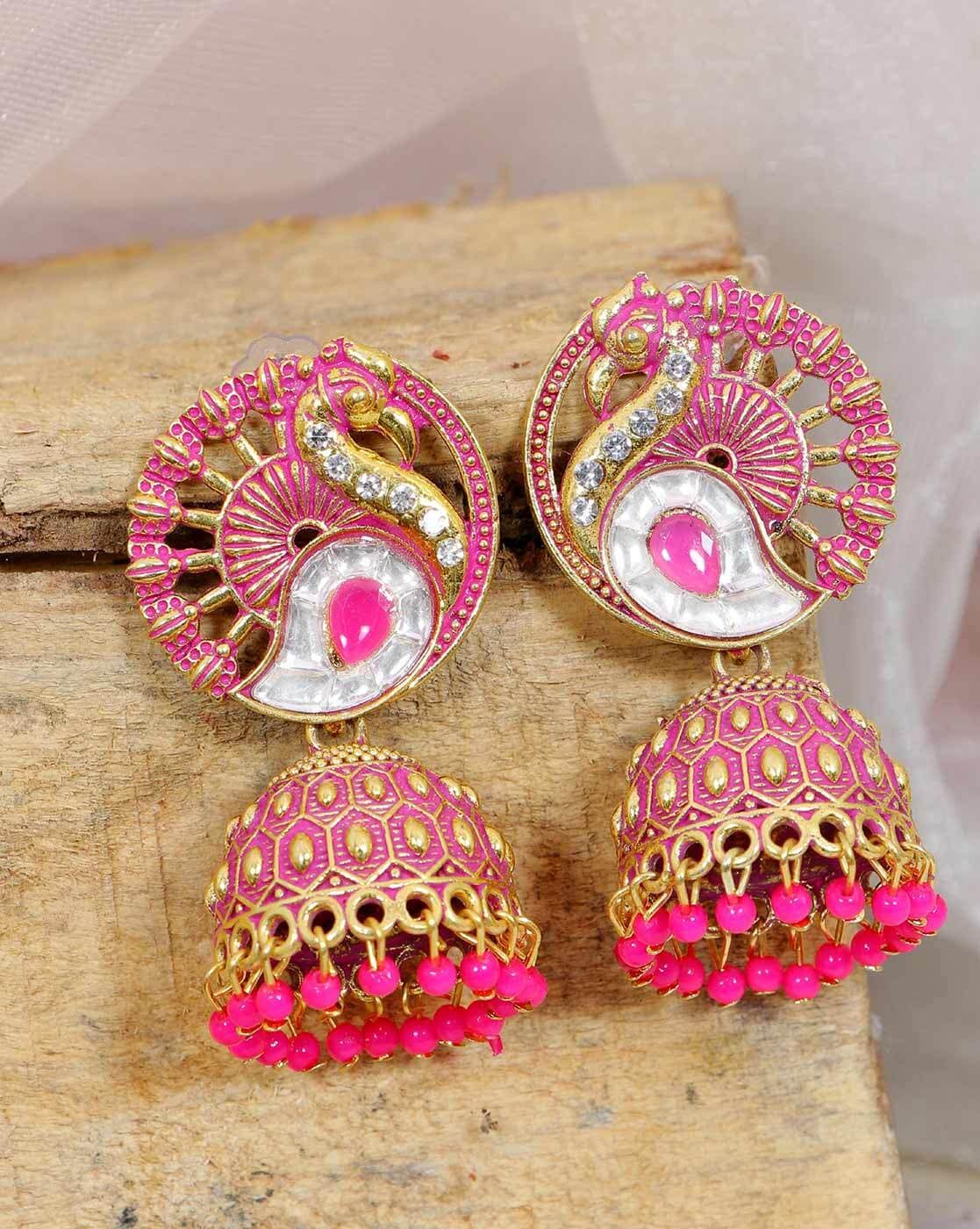 Flipkart.com - Buy RUBI COLLECTIONS Trendy & partywear Earrings for girls &  women(Pink color)Alloy Latkan Earring Alloy Jhumki Earring Online at Best  Prices in India