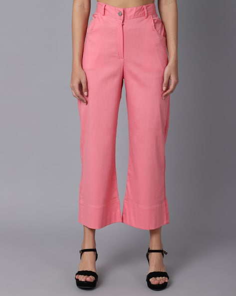 Topshop  Pants  Jumpsuits  Topshop Pink Belted Trousers  Poshmark