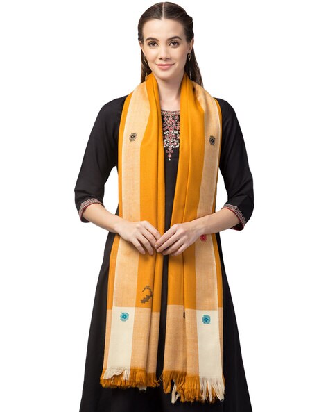 Woven Shawl with Frayed Hem Price in India
