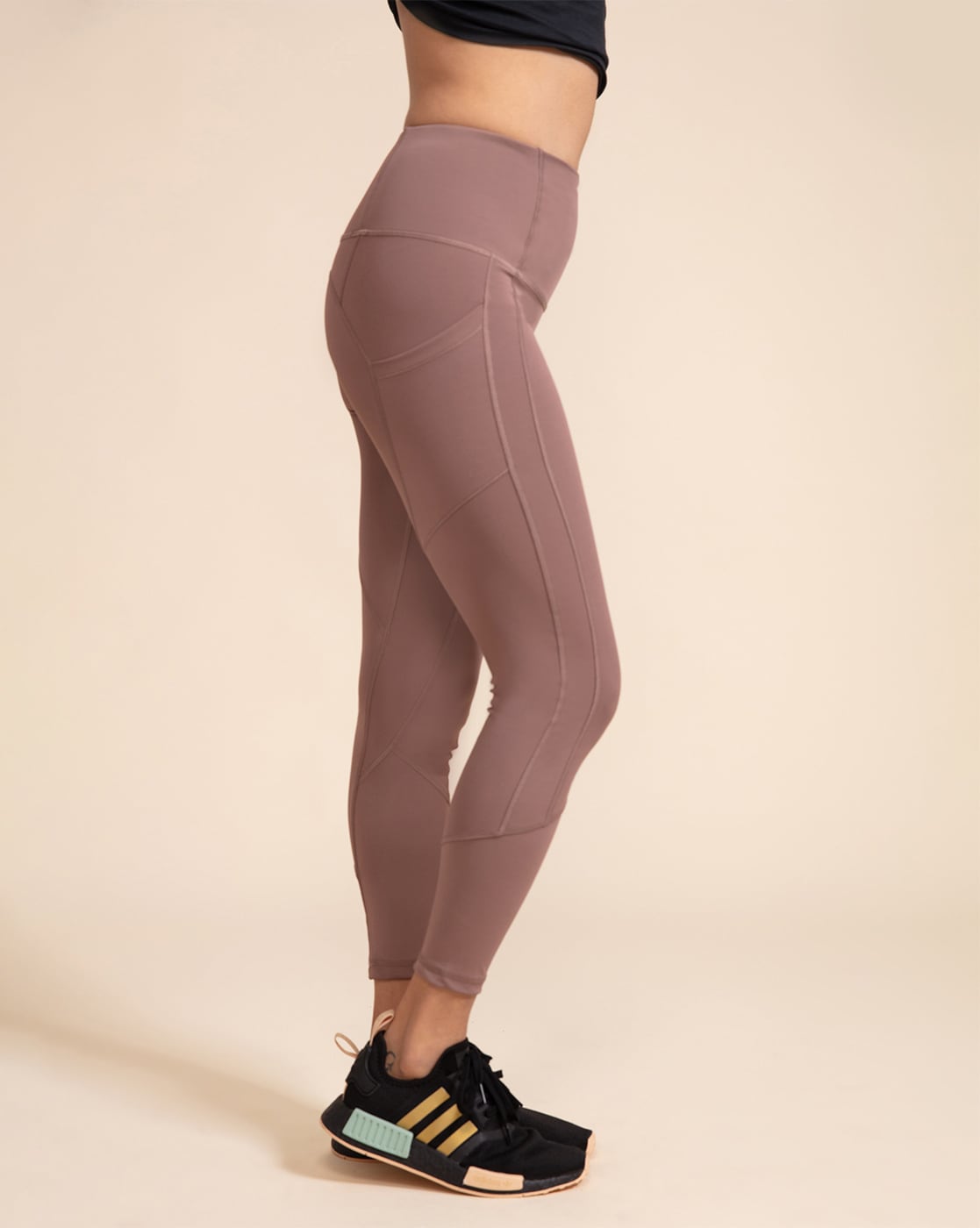 High-Waist Panelled Leggings with Side Pockets