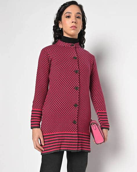Buy Pink Black Sweaters Cardigans for Women by American Eye