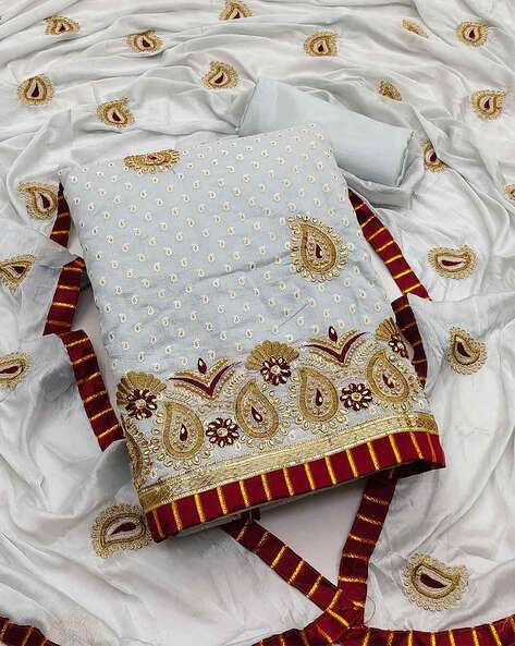 Embellished Unstitched Dress Material Price in India