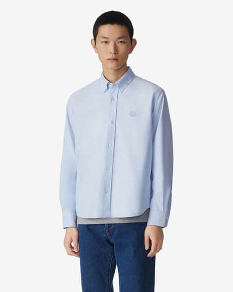Buy KENZO Tiger Crest Cotton Regular Fit Shirt Blue Color Men - Technical View