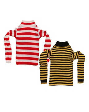 Pack of 2 Striped High-Neck Pullovers