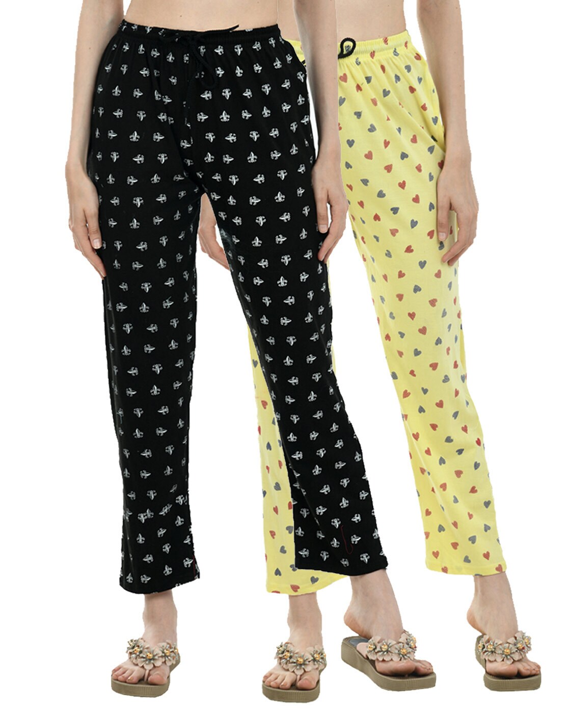 Buy Suman Tex Women's Pajamas pack of 2 Multicolor (L) Online at Best  Prices in India - JioMart.