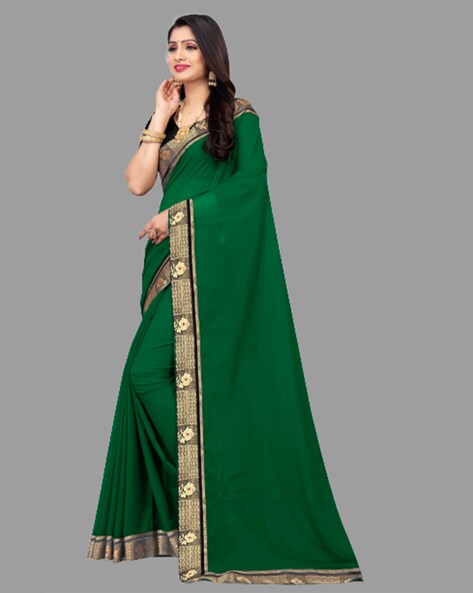 Buy Sea Green Silk Georgette Saree - Sarees Online in India