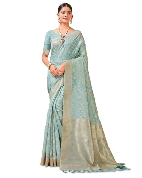 Buy Ice Blue Sarees for Women by TRIVENI Online