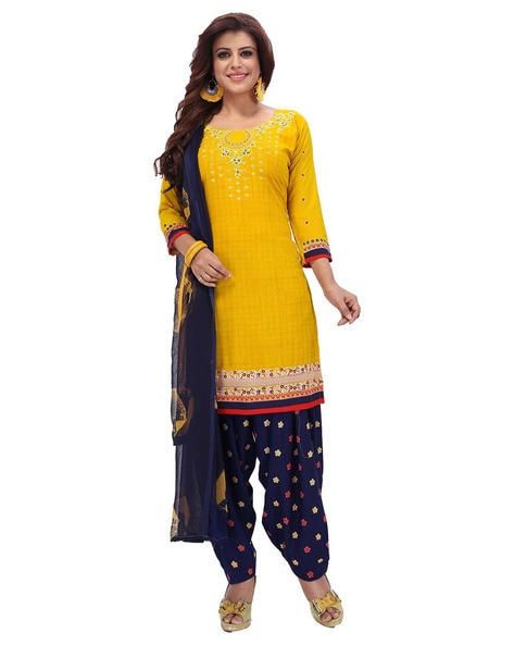 Floral 3-piece Unstitched Dress Material Price in India