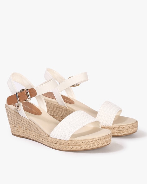 Slingback Strappy Wedges with Buckle Closure