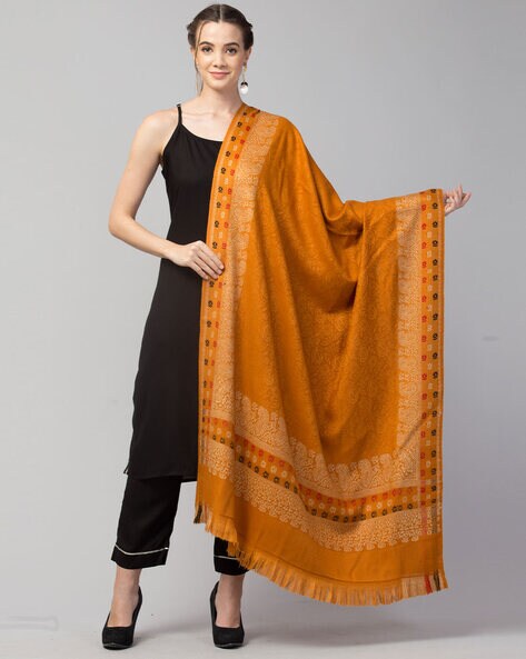 Paisley Woven Shawl with Frayed Hems Price in India
