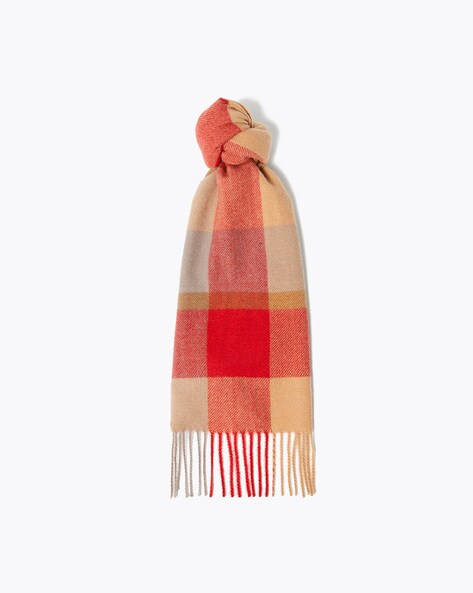 Fringes Detail Checked Scarf Price in India