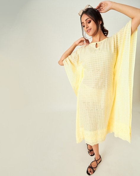 Yellow Gota Embroidered Kaftan - Sureena Chowdhri