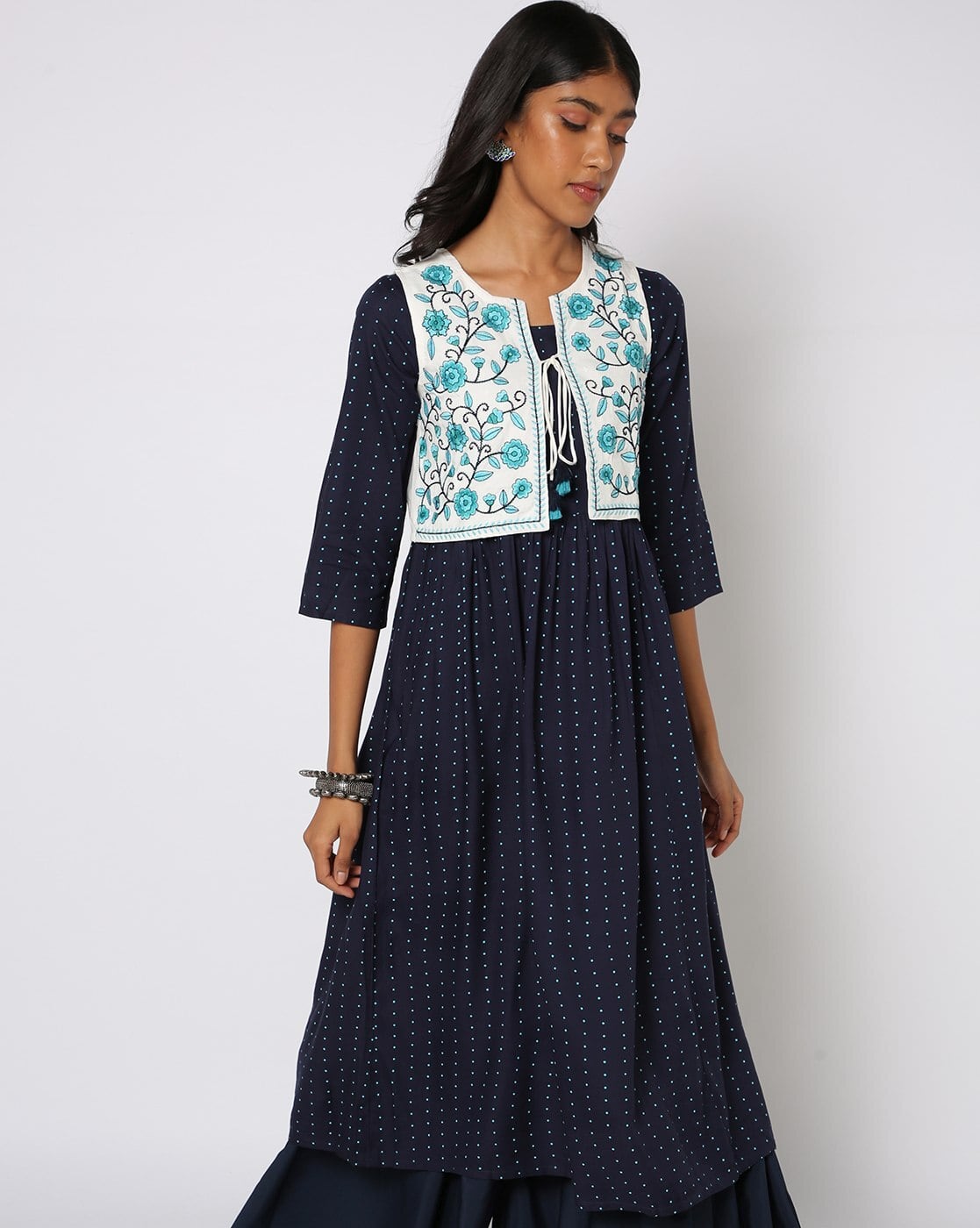 Details more than 80 long kurti with jacket myntra best POPPY