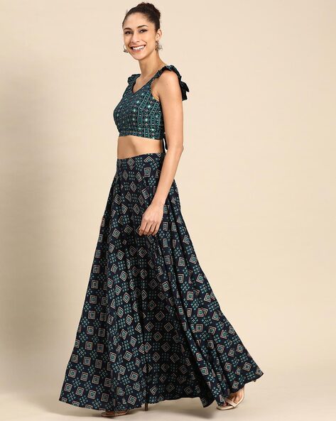 Buy Mabish By Sonal Jain Block Print Skirt-Suit Set at Redfynd
