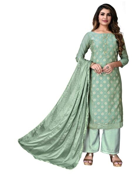 Embellished 3-piece Unstitched Dress Material Price in India