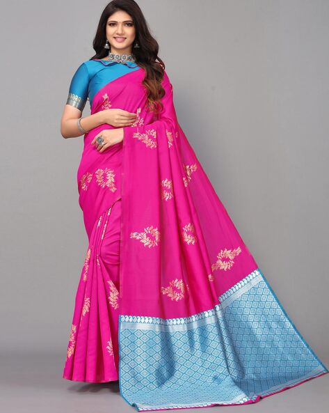 How to Wear Different Color Sarees With Contrast Blouses! | Contrast blouse,  Pink saree, Dark pink saree contrast blouse