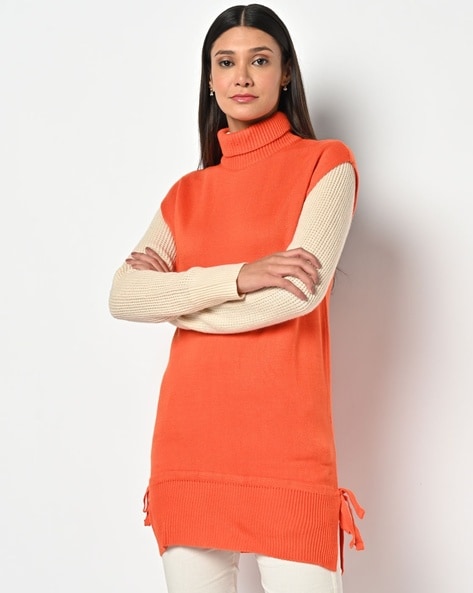 Orange turtleneck cheap sweater dress