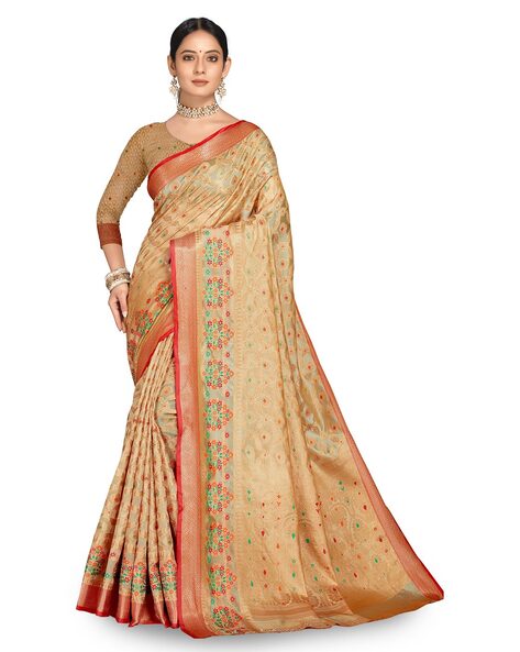 Buy Cream Sarees for Women by Varkala Silk Saree Online | Ajio.com