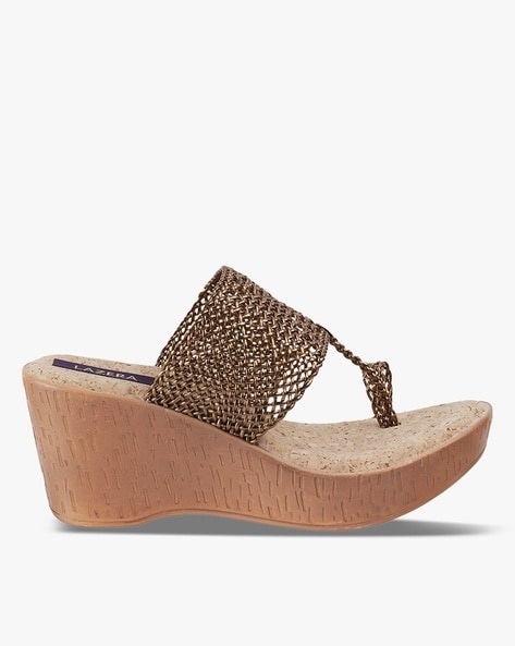 Buy CATWALK Bronze Womens Party Wear Velcro Closure Wedge Sandals |  Shoppers Stop