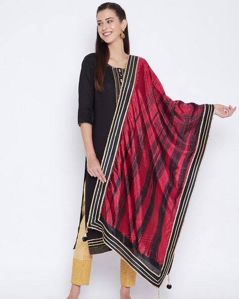 Tie & Dye Dupatta with Embroidery Price in India