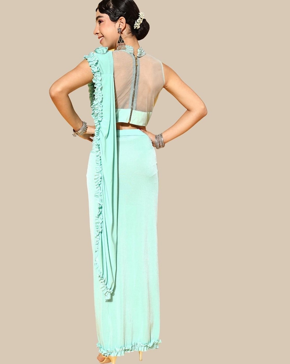 Modern Indo Western Saree For Ladies - Evilato Online Shopping