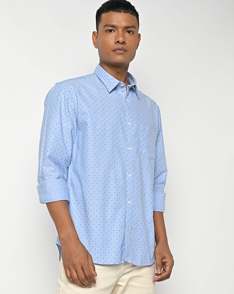 Polka-Dot Print Slim Fit Shirt