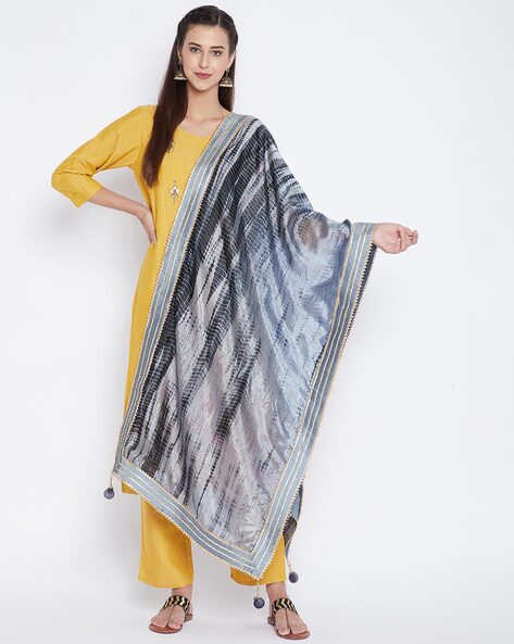 Tie & Dye Dupatta with Embroidery Price in India