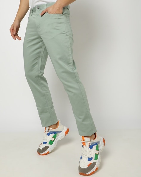 Buy Parx Light Green Super Slim Fit Trousers for Mens Online @ Tata CLiQ