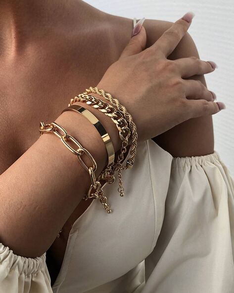 Buy Chunky Link Chain Bracelet Gold Bracelet Silver Bracelet Online in  India  Etsy
