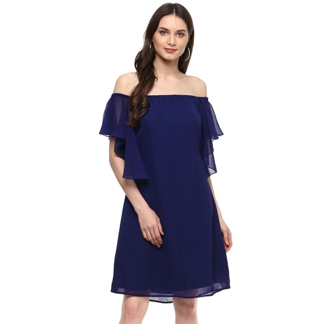 Buy OFF-SHOULDER BLUE SHORT DRESS for Women Online in India