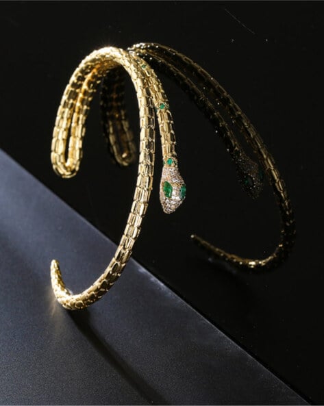 Openable cz rose gold serpent bracelet -
