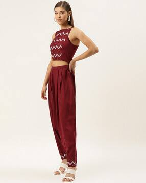 mabish by sonal jain Chevron Print Pant-Suit Set with Embroidery-picture-24