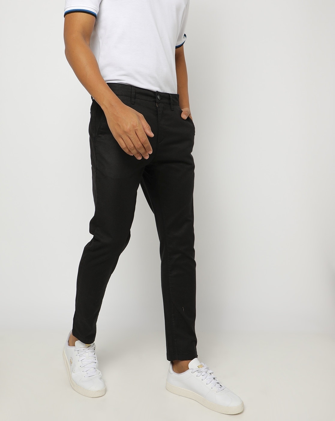 Buy Mast  Harbour Men Black Skinny Fit Solid Sustainable Chinos  Trousers  for Men 2286532  Myntra