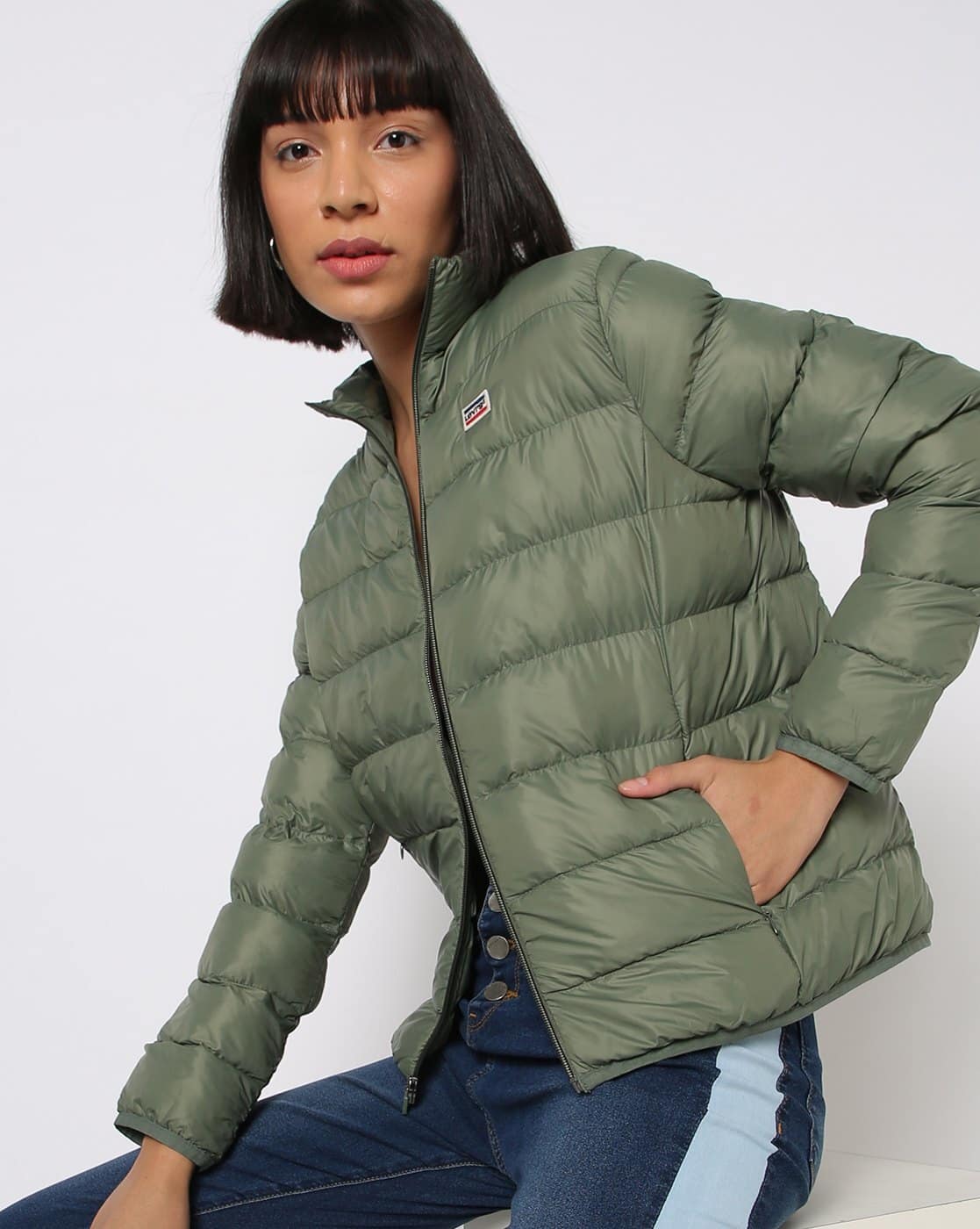 Quilted Zip-Front Biker Jacket