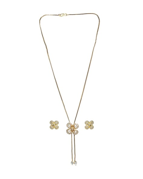 Extra-Long Clover Motif 21k Gold Necklace - 46 | Gold necklace, Yellow gold  necklaces, Exquisite necklace
